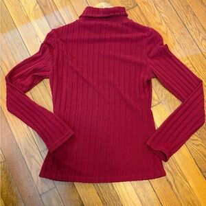 SHEIN Burgundy Ribbed Long Sleeve Top